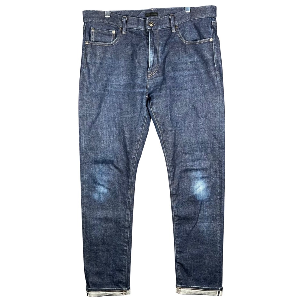 Uniqlo Jeans Men 36 Dark Indigo Selvedge Slim Fit Denim Tapered Leg 5-Pocket
